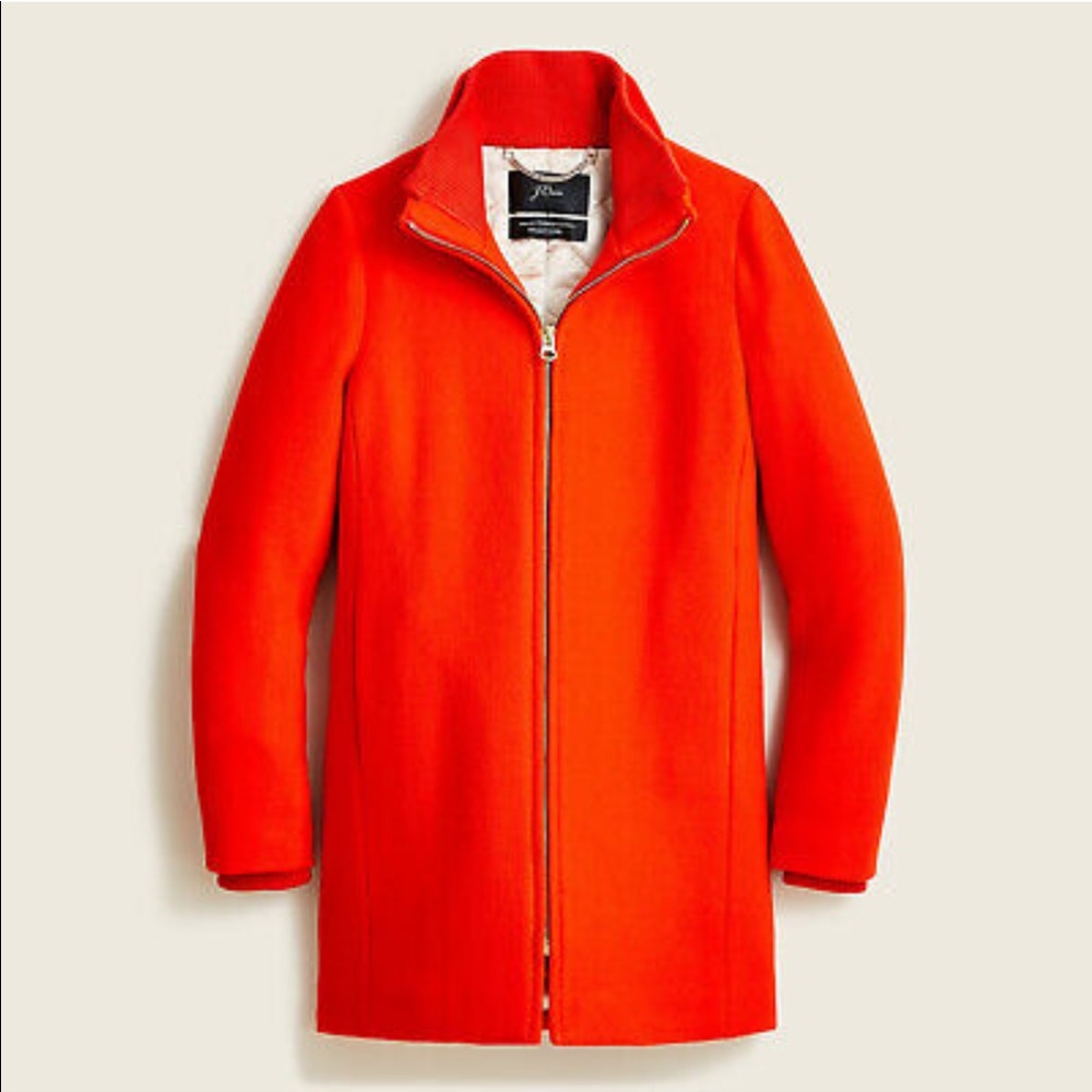 J. Crew Lodge Coat Italian Stadium Cloth Wool Size 8P Red NWT